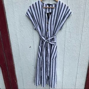 Nina Leonard Striped Midi Dress